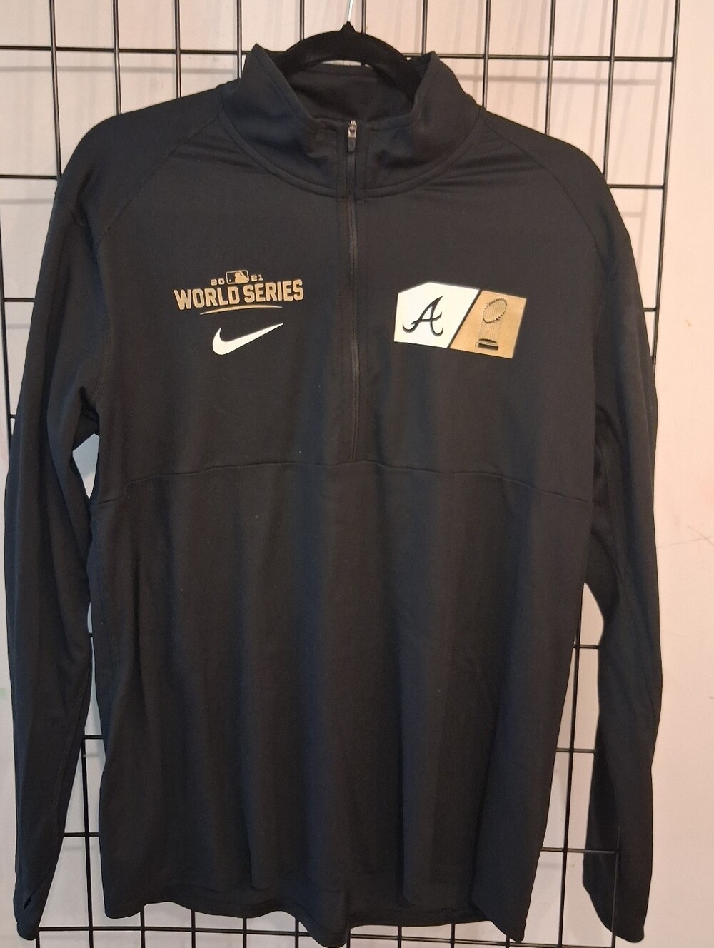 Atlanta Braves Nike Black 2021 World Series Champions Half-Zip Pullover